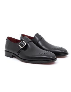 Black leather monkstrap
