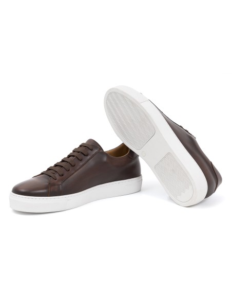 Sneakers de piel trenzado color cuero