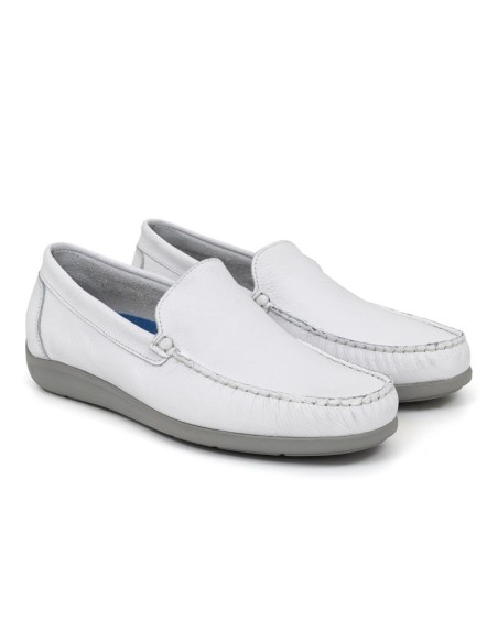 White leather boat shoe