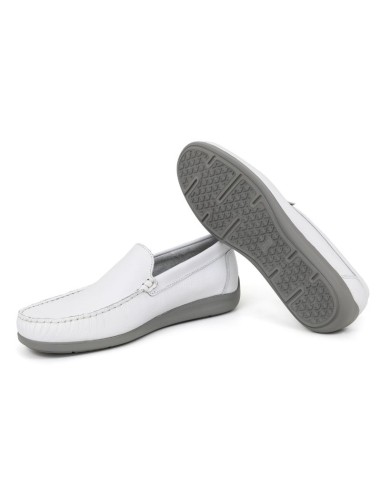 White leather boat shoe