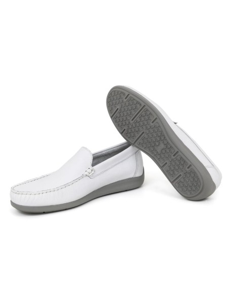 White leather boat shoe