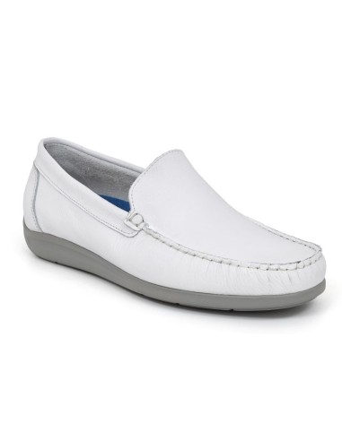 White leather boat shoe