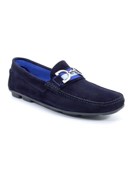 Blue suede moccasin