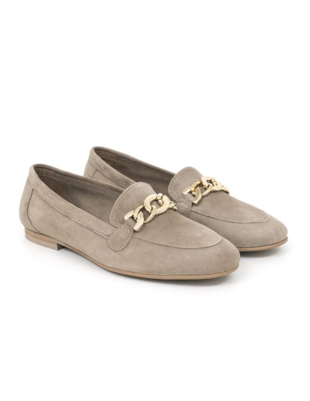 Beige velvet women's mocassins
