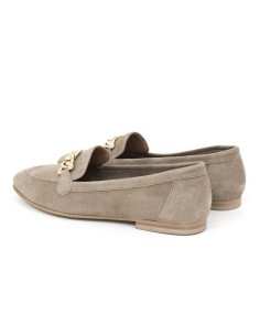 Beige velvet women's mocassins 2