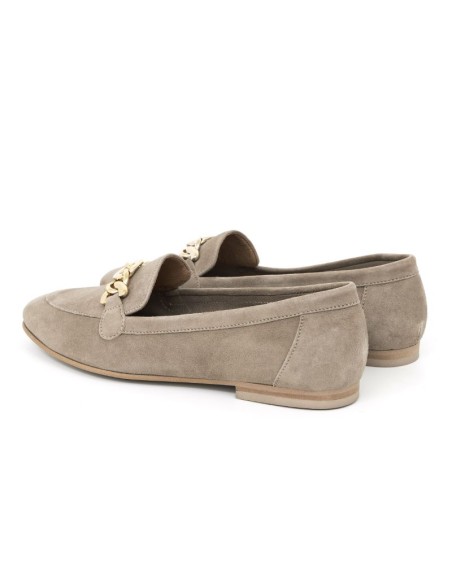 Mocasines de mujer de terciopelo liso color beige