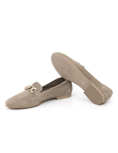 Beige velvet women's mocassins