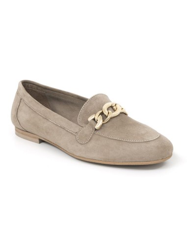 Mocasines de mujer de terciopelo liso color beige