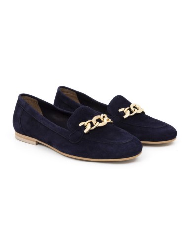 Blue velvet women's mocassins