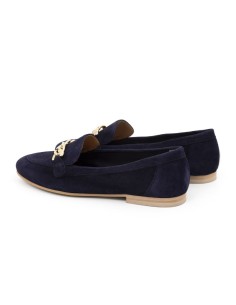 Blue velvet women's mocassins 2