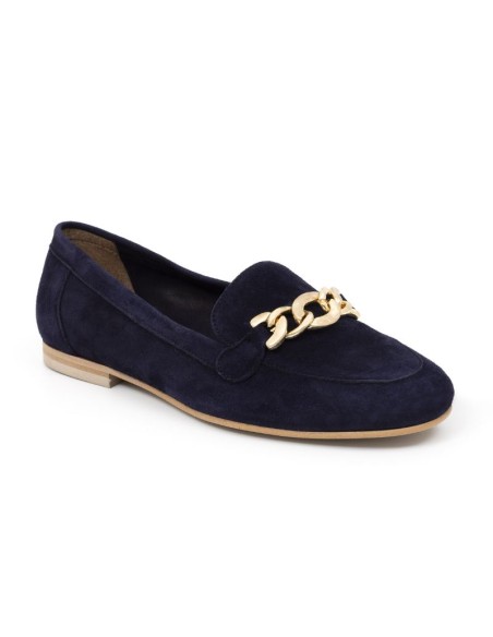 femmes mocassins velours bleu W-DAMARIS-NAVY