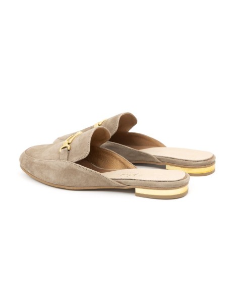 Beige velvet women's mocassins