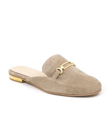 Beige velvet women's mocassins