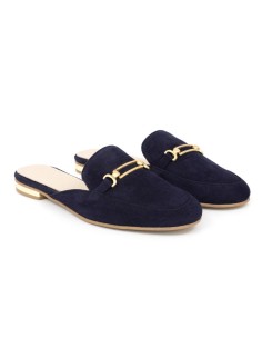 Blue velvet women's mocassins