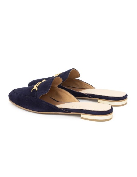 Blue velvet women's mocassins