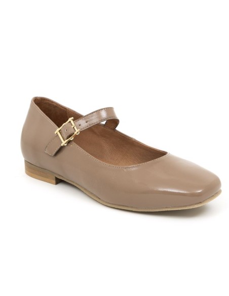 Bailarina de piel liso color beige