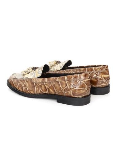 Light Brown leather women's mocassins