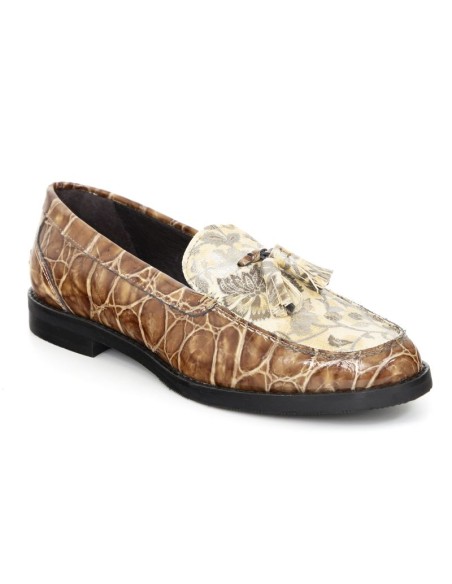 Light Brown leather women's mocassins