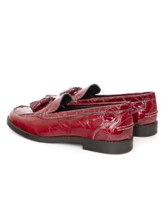 Red leather women's mocassins 2