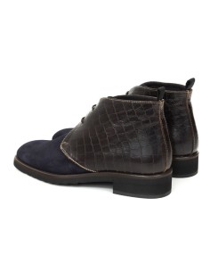 Botines de mujer de piel combinado de pieles color azul 2