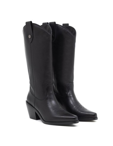 Black leather Women's high boots