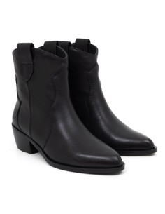 Botines de mujer de piel liso color negro