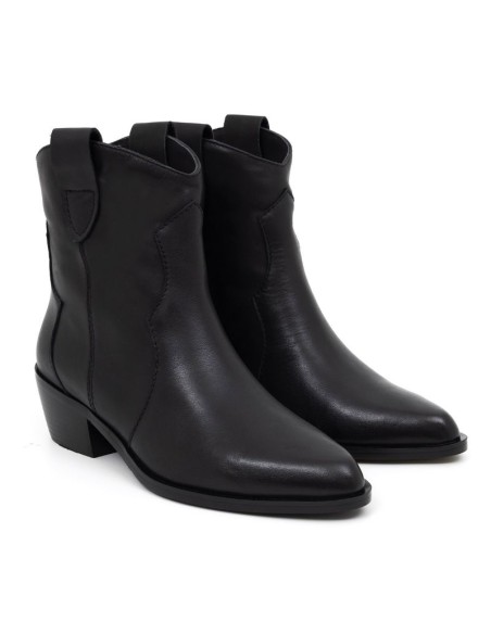 Botines de mujer de piel liso color negro