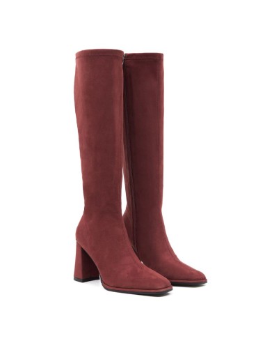 Botas de mujer de ante liso color burdeos