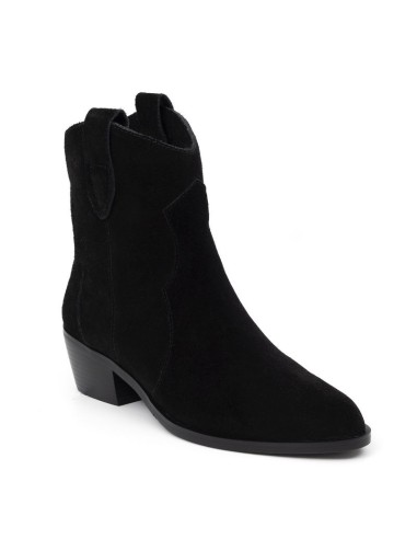 Botines de mujer de ante liso color negro