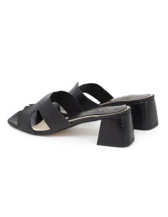 Black leather women's sandals 2