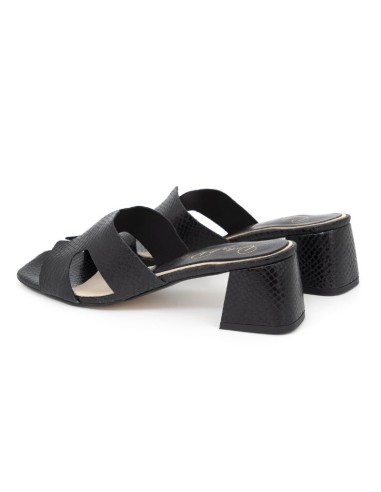 Black leather women's sandals