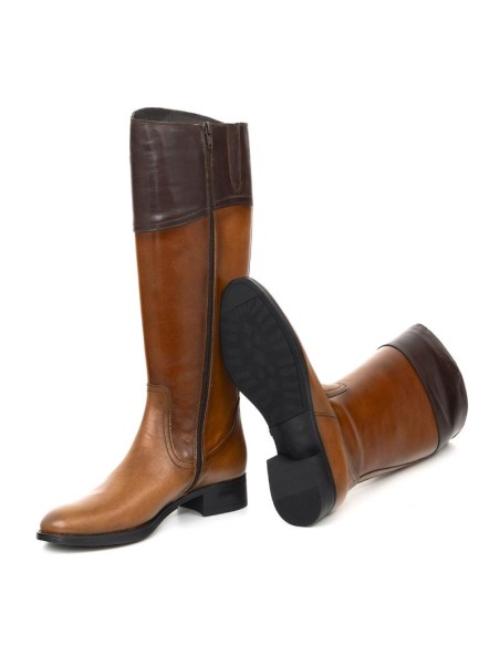 Botas de mujer de piel difuminado color cuero