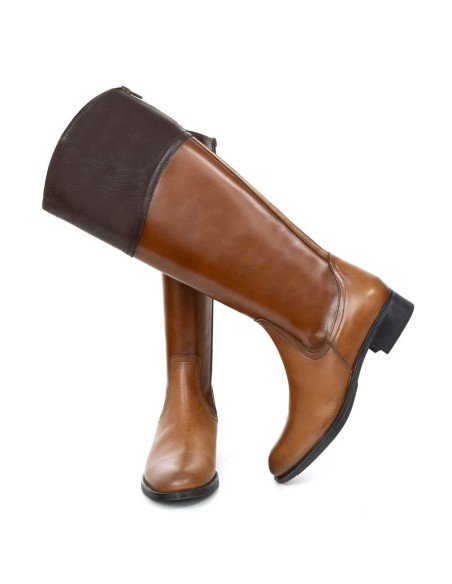 Botas de mujer de piel difuminado color cuero