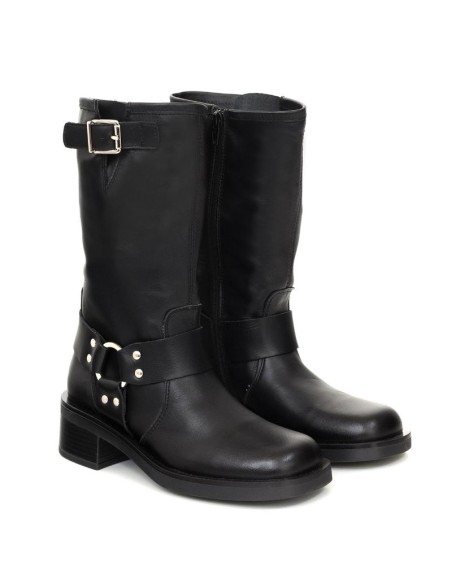 Black leather Women's high boots