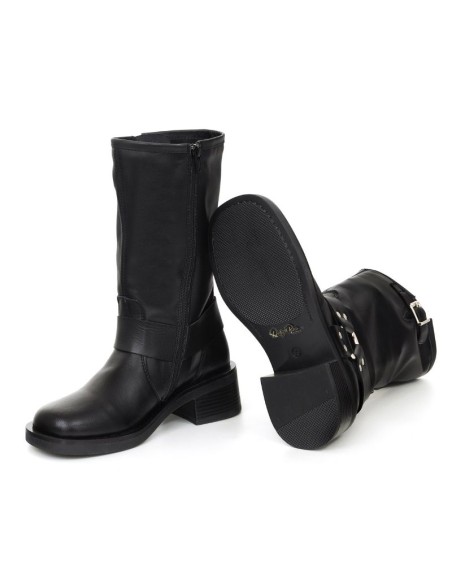 Black leather Women's high boots