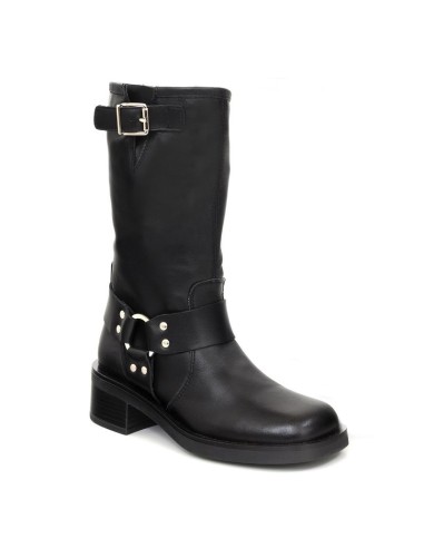 Botas de mujer de piel con hebilla color negro