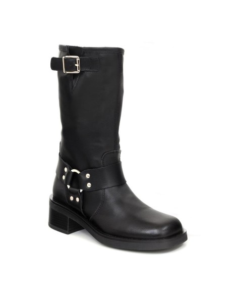 Botas de mujer de piel con hebilla color negro