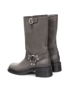 Grey leather Women's high boots 2