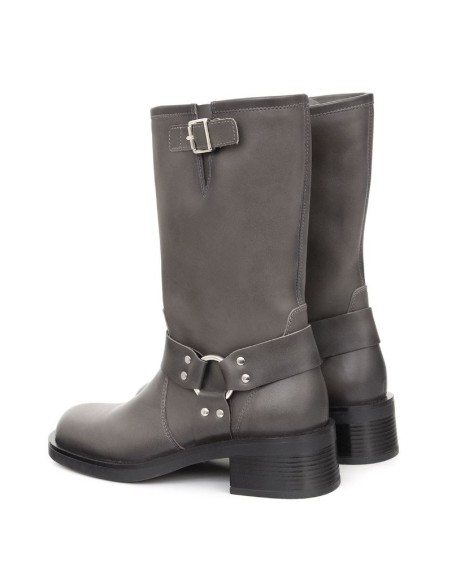 Grey leather Women's high boots