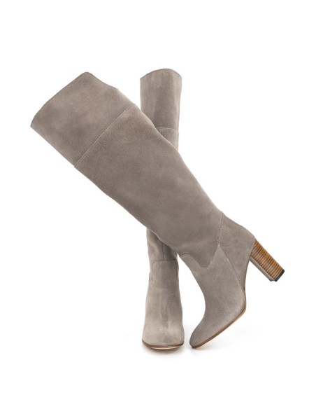 Botas de mujer de ante liso color gris
