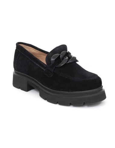 Black suede women's moccasins