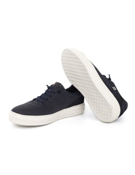 Sneakers de nobuck liso color azul