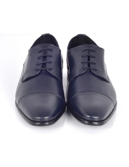 Derby de piel con plantilla extraible color azul