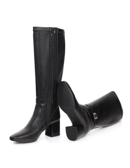Black leather Women's high boots