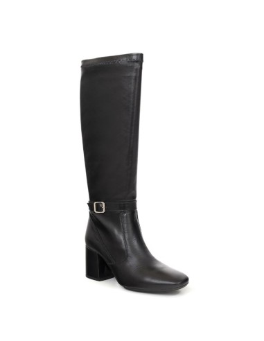 Botas de mujer de piel con aplique metálico color negro