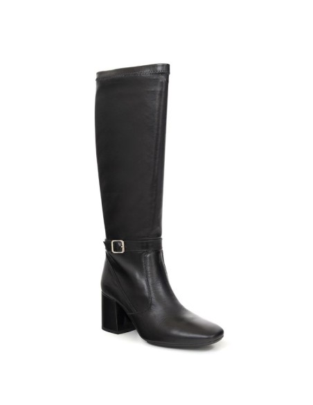 Botas de mujer de piel con aplique metálico color negro