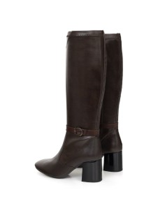 Botas de mujer de piel con aplique metálico color marrón 2