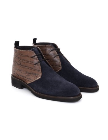 Blue leather women's boots