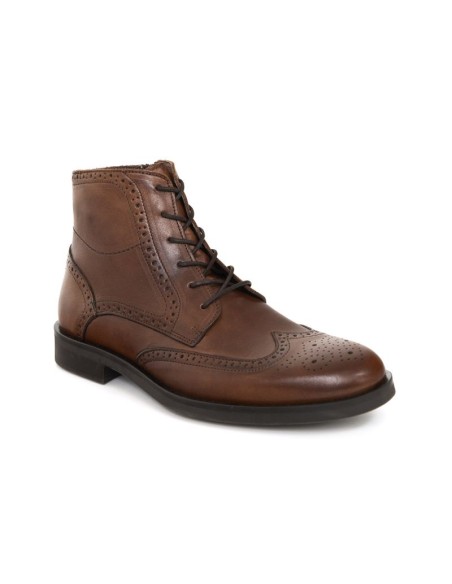 Botín de piel acabado a mano color cuero