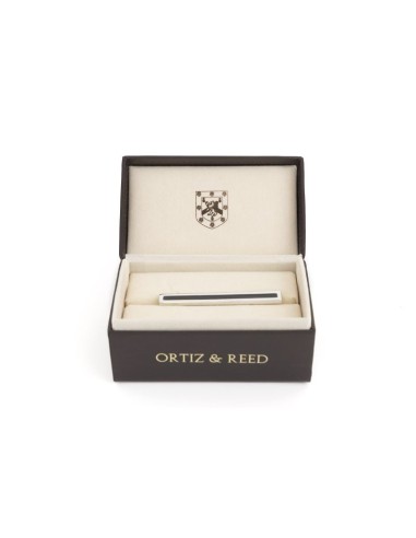 pinces à cravate laiton cuir-noir PIS-169015-PLATA